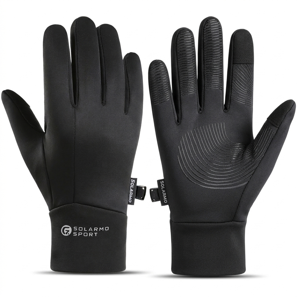 Cycling Gear For Cold Weather - ถุงมือกีฬาฤดูหนาวสำหรับผู้ชาย, ถุงมือกันหนาวแบบสัมผัสหน้าจอและบุด้วยผ้าฟลีซ, ถุงมือสกีหิมะ อุปกรณ์ฤดูหนาว