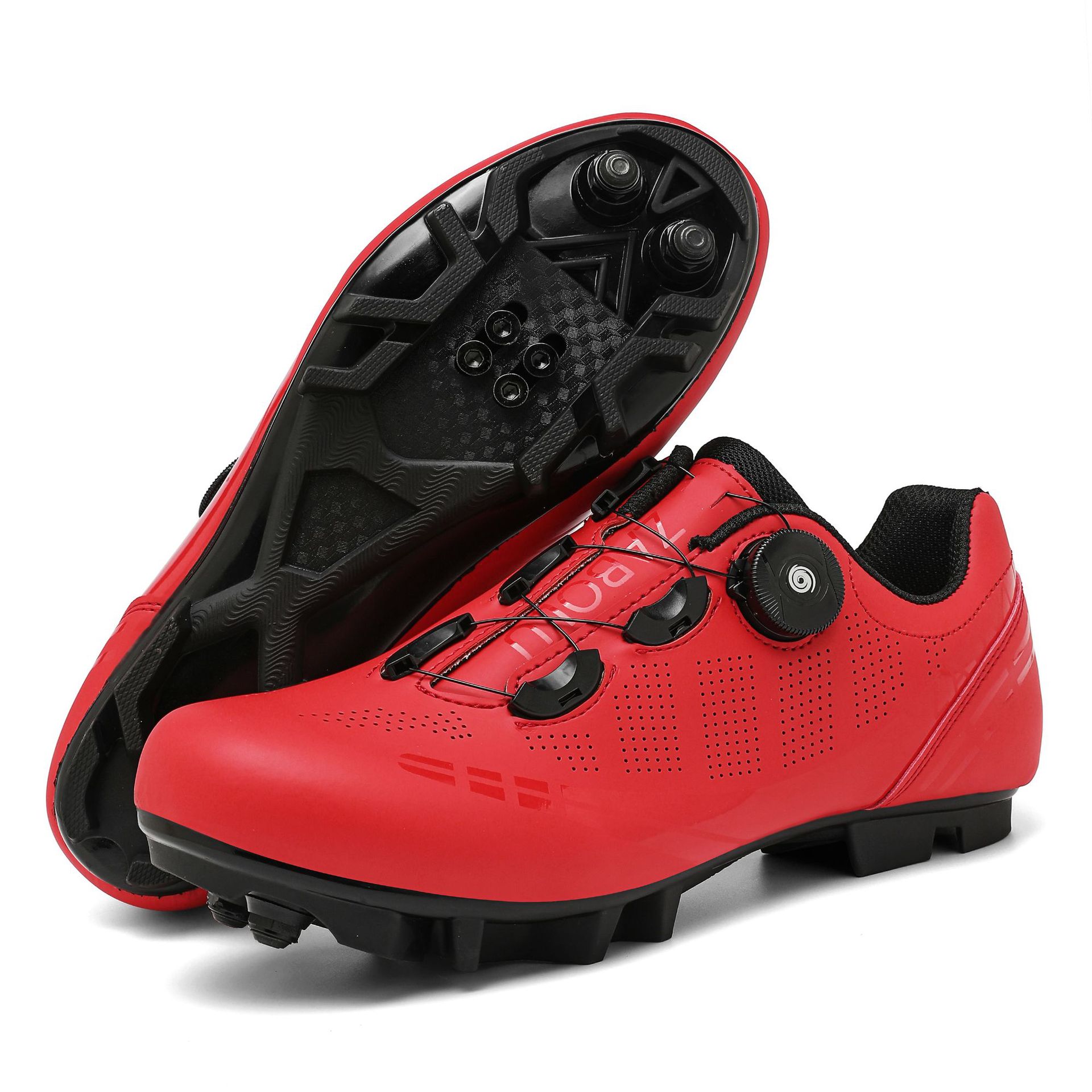 Clipless Mtb Shoes - รองเท้าปั่นจักรยานผู้ชายผู้หญิงรองเท้าจักรยานเสือหมอบน้ำหนักเบาระบายอากาศได้ดีไม่ลื่นหัวเข็มขัดแบบหมุน SPD แบบไม่มีคลิปรองเท้าจักรยานกลางแจ้งโปร