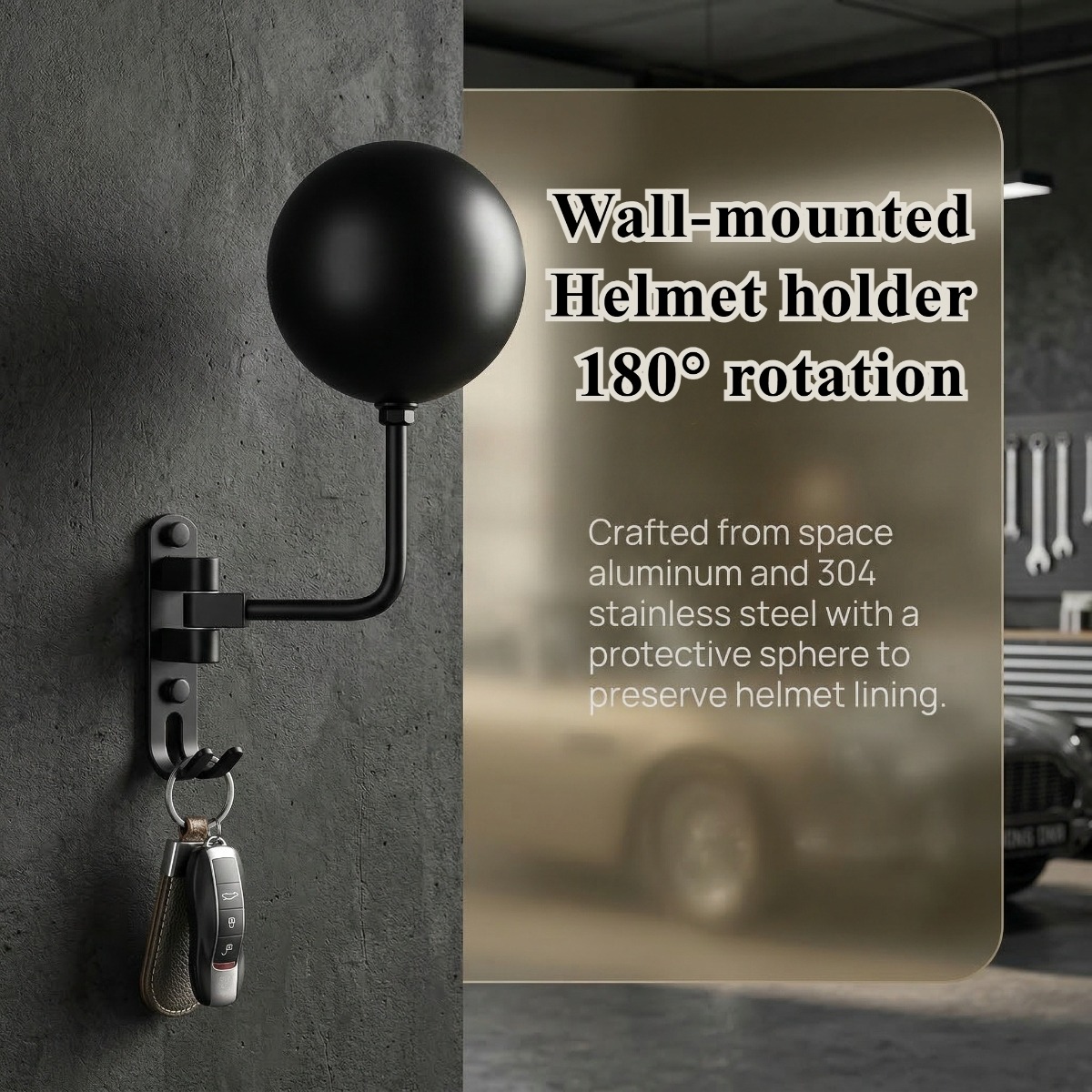 Cycling Gear Wall Mount - 180 ° ที่แขวนหมวกจักรยานแบบติดผนัง หมุนได้ ทำจากอลูมิเนียมอัลลอยด์และสแตนเลส พร้อมตะขอแขวนเสื้อผ้า